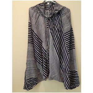 (O1) 100% Rayon Harem Pants w/ Blue White Stripe